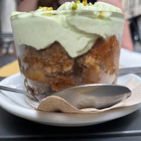 Pistachio tiramisu at L'Orto Bistrot in Turin