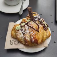 Croissant with pistachio and chocolate at L'Orto Bistrot in Turin