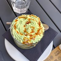 Pistachio dessert at L'Orto Bistrot in Turin