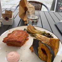 Lasagne, pumpkin and bok Choi  at L'Orto Bistrot in Turin