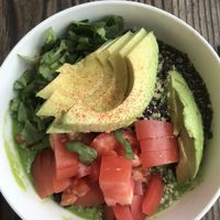 Hubby’s warm quinoa bowl, very flavorful!  at Greenleaf Juicing Company - SE Grand in Portland