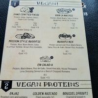 vegan menu at Tacoria in Montclair