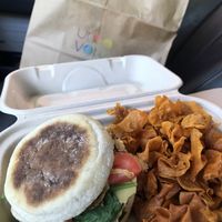 English muffin, Gouda, breakie, boom!!! at Urbavore in Lynchburg