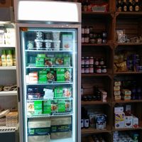 product shelves in the cafe  at Acorn Pie and Mash in Leigh-on-sea