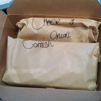 takeaway pasties at Acorn Pie and Mash in Leigh-on-sea