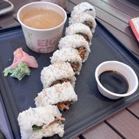 vegan sushi and miso  at Little High Eatery in Christchurch