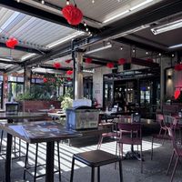 outside seating   at Little High Eatery in Christchurch