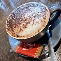 Cappuccino with oat milk  at Roos Leap in Montrose