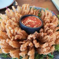 Onion blossom with salsa dip  at Roos Leap in Montrose