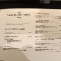 Menu at Vegazzi Specialty Pizzeria in Budapest