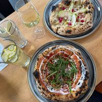 Pizza Ungherese and Pizza Assolo at Vegazzi Specialty Pizzeria in Budapest