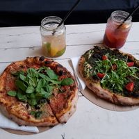 Pizza and lemonade at Vegazzi Specialty Pizzeria in Budapest