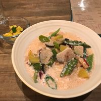 Vegetable soup pasta at Gorey Cafe in Kyoto