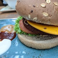 The burger looks sad at Hans im Glück in Central Singapore