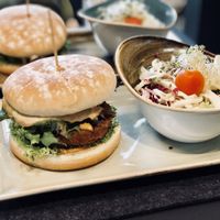 Burgers and salads at Hans im Glück in Central Singapore