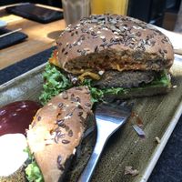 Vegan burger  at Hans im Glück in Central Singapore