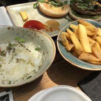 White cabbage and thick cut fries at Hans im Glück in Central Singapore