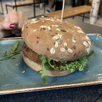 Vegan spicy burger at Hans im Glück in Central Singapore