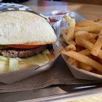 Impossible burger and fries  at Gott's Roadside in Napa
