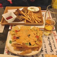Fish & chips and nachos  at Slices in Osaka