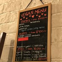 The vegan menu on the wall at Slices in Osaka