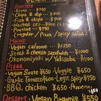 Vegan menu  at Slices in Osaka
