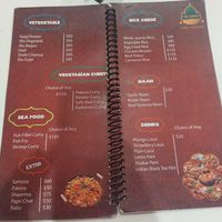 Menu at Taj Mahal  in Oaxaca