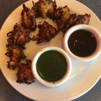 Vegetable pakoras  at Rasoi in Pawtucket