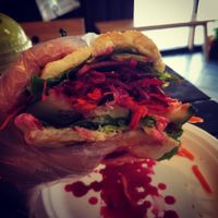 Raw Beet Burger so fresh! at Cafe Circle in Riverside