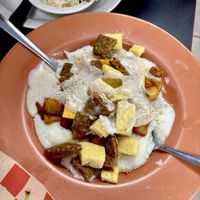 Pictured: Vegan Cole slaw and the Smothered Stuffer  at Ocala's Downtown Diner in Ocala