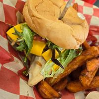 Chix and bacon on a bun at Ocala's Downtown Diner in Ocala