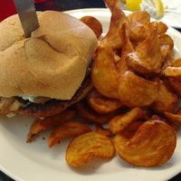 Mushroom Beyond Burger with fries at Ocala's Downtown Diner in Ocala