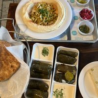 Shawarma bowl, pita, and stuffed grape leaves   at The Hummus House in Fort Lauderdale