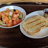 Sour fruit bowl and toast with jam at Wicked Weed - Funkatorium in Asheville