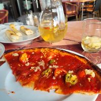Pizza, dough sticks and apple/ginger lemonade at Lalia Ristorante in Pezinok