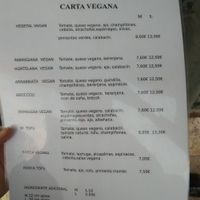 Carta vegana dolomiti at Pizzeria Dolomiti in Albacete