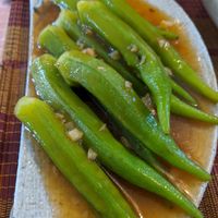 Okra with garlic - cooked in the best sauce at Mahob Buos - Siem Reap in Siem Reap