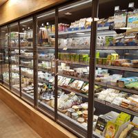 Refrigerated section, much of it vegan at Müller Reformhaus - Rennweg in Zurich
