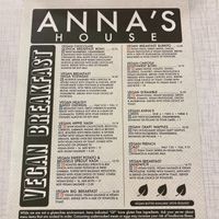 Vegan Breakfast Menu 05/01/2021 at Anna's House in Westland
