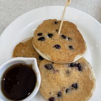 Kids menu/ vegan silver dollars with blueberries.  at Anna's House in Westland