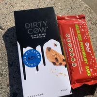 dirty cow bar from europe! no whey from new jersey!   at Polymath Educational Cafe in Marshfield