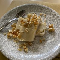 Very amazing Biancomangiare pudding and almond crunch   at Alla Vecchia Latteria Di Via Unione in Milan