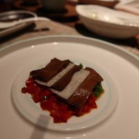 Beef liver mushroom, yams and chilli sauce  at Qian Yue Ming in Chongqing