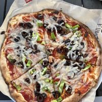 Vegan cheese, olives, and green bell pepper  at Mod Pizza - Nob Hill Blvd in Yakima