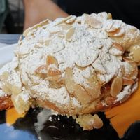 Yummy almond croissant at East Village Cafe in Bristol
