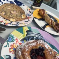 Rasberry blueberry danish, s’mores cookie and pizza twist   at East Village Cafe in Bristol