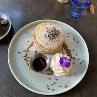  Chocolate chip pancakes   at East Village Cafe in Bristol