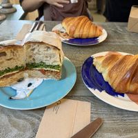 Focaccia sandwich and croissantt  at East Village Cafe in Bristol