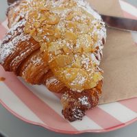 Amazing Almond croissant at East Village Cafe in Bristol