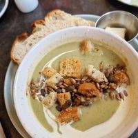 Courgette & Butterkist Bean Soup at East Village Cafe in Bristol
